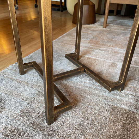 Metal Geometric Frame Black Glass End Table C SIDE TABLES