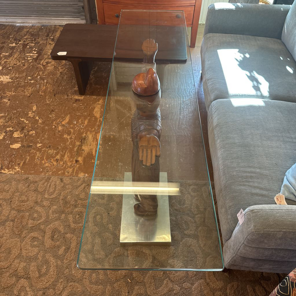 Wood and Glass "Terracotta Soldier" Entry Table