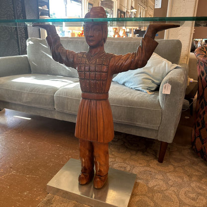 Wood and Glass "Terracotta Soldier" Entry Table
