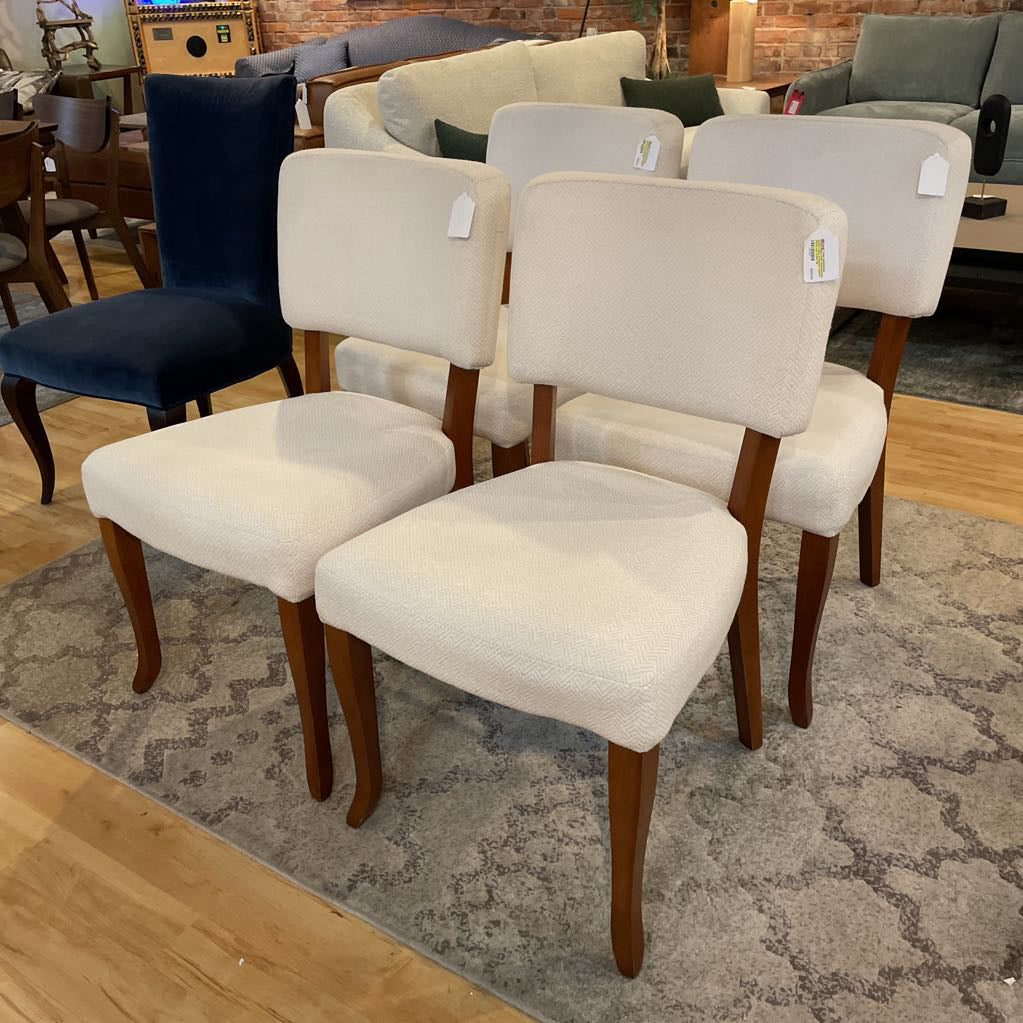 SET of 4 Cream Upholstered Dining Chairs (With top tier protection against liquids and stains) C DINING CHAIRS