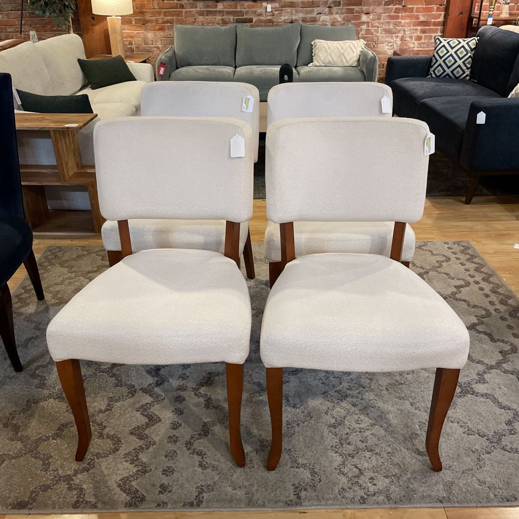 SET of 4 Cream Upholstered Dining Chairs (With top tier protection against liquids and stains) C DINING CHAIRS