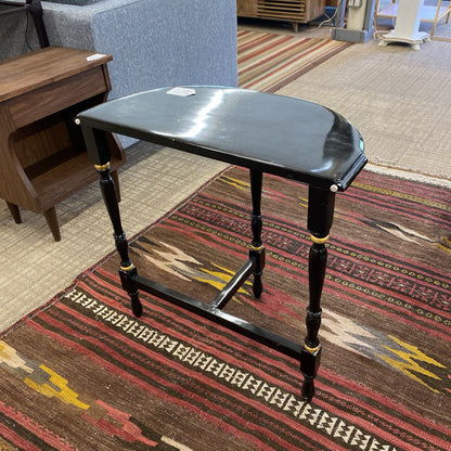 Vintage Black & Gold Turned Leg Demilune