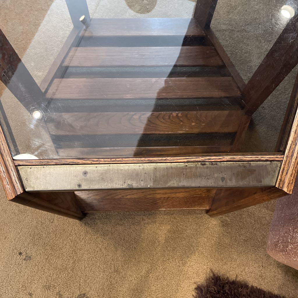 Mersman MC Smoke Glass Wooden Hexagon Side Table C SIDE TABLES