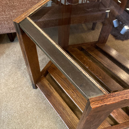 Mersman MC Smoke Glass Wooden Hexagon Side Table C SIDE TABLES