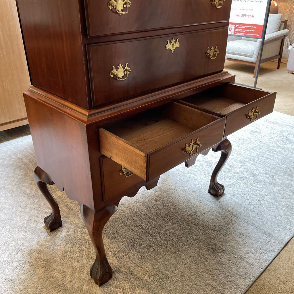 Mahogany Queen Anne Style Highboy Dresser C HIGHBOYS