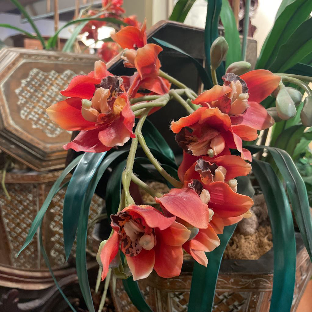 Faux Orchid in Basket UNIQUE FINDS