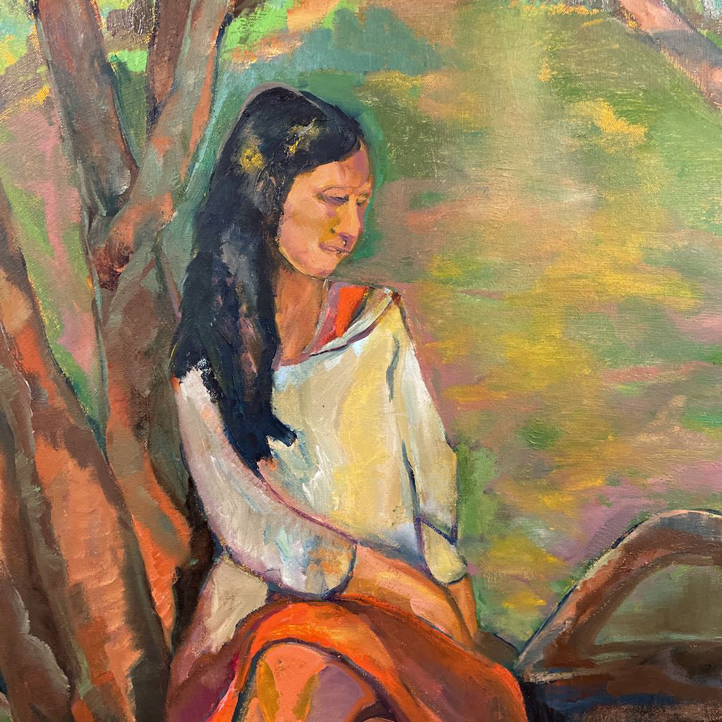 "My Friend Solitude" Painting of Woman in Tree Local Artist Linda-Jo Duffy