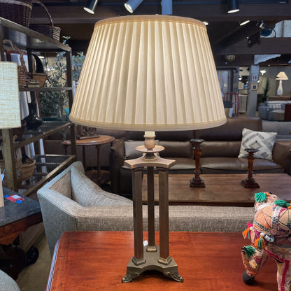 Pleated Shade Three Column Table Lamp LAMPS