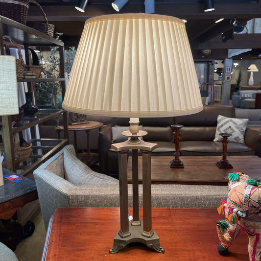 Pleated Shade Three Column Table Lamp LAMPS