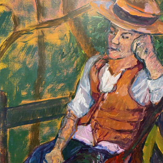 "Thoughts of You" Painting of Man in Hat Local Artist Linda-Jo Duffy ART