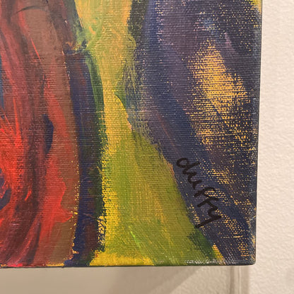 "Thoughts of You" Painting of Man in Hat Local Artist Linda-Jo Duffy
