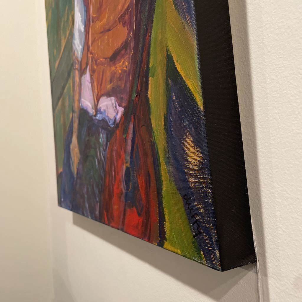 "Thoughts of You" Painting of Man in Hat Local Artist Linda-Jo Duffy