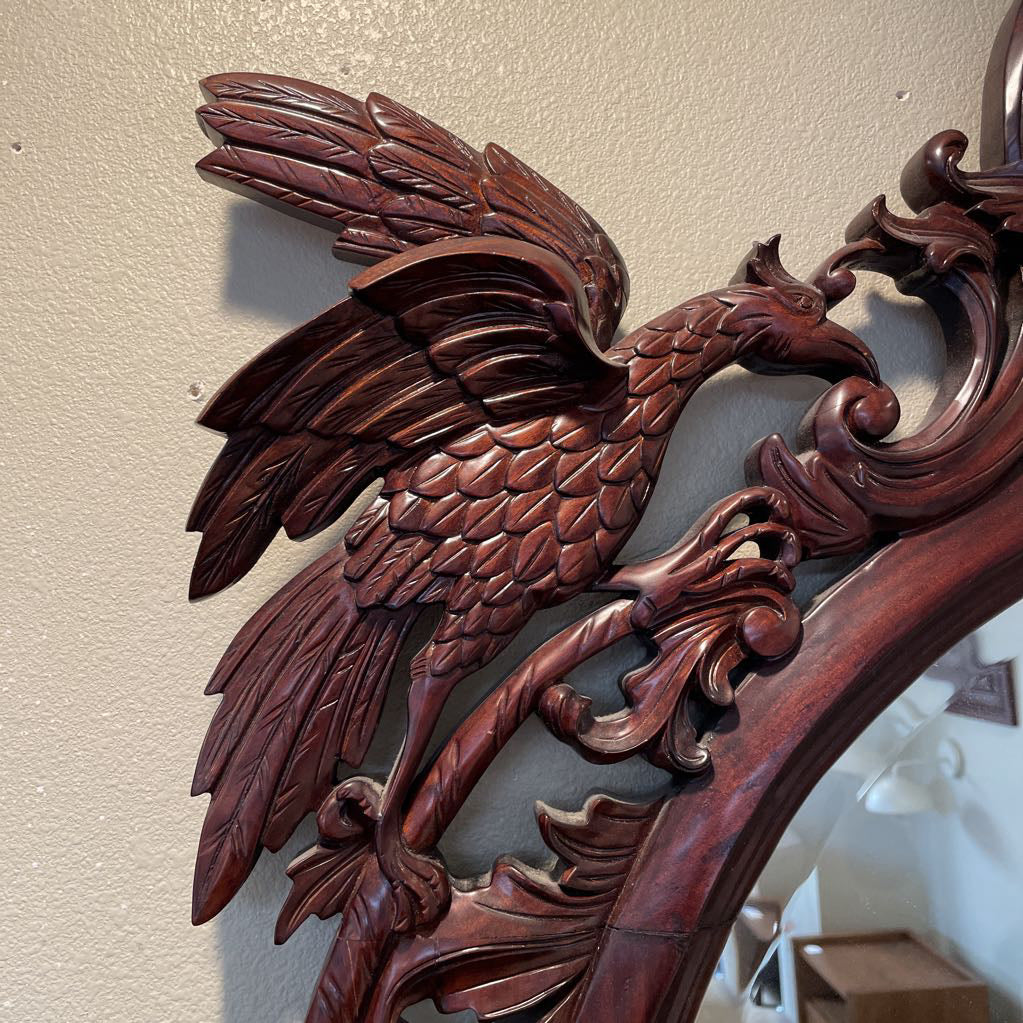 Mahogany Floral & Bird Mirror C MIRRORS