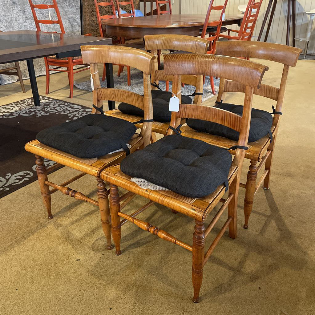 150 Year old Ladder Back Cane Seat Dining Chair Set of 4 C DINING CHAIRS
