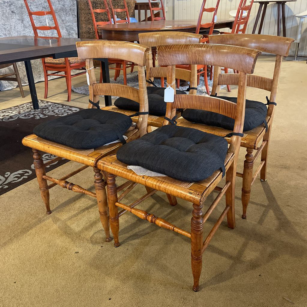 150 Year old Ladder Back Cane Seat Dining Chair Set of 4 C DINING CHAIRS