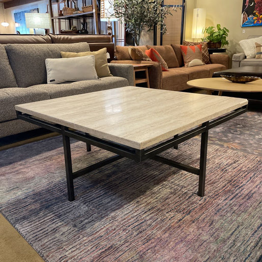Metal Frame Stone Top Coffee Table (As Is) C COFFEE TABLES