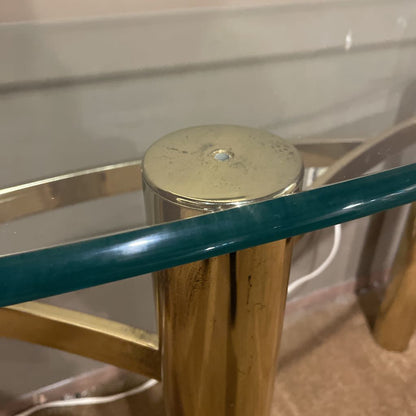 Brass & Glass Demilune Console Table C CONSOLE TABLES