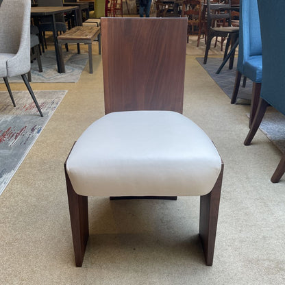 Maiden Home Garrett White Leather & Walnut Dining Chair C DINING CHAIRS
