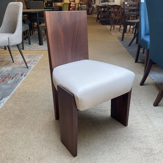 Maiden Home Garrett White Leather & Walnut Dining Chair C DINING CHAIRS