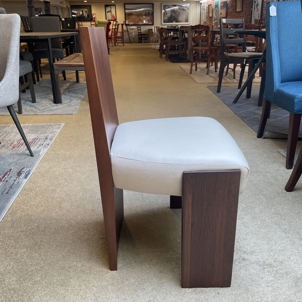 Maiden Home Garrett White Leather & Walnut Dining Chair C DINING CHAIRS