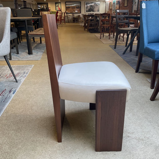 Maiden Home Garrett White Leather & Walnut Dining Chair C DINING CHAIRS