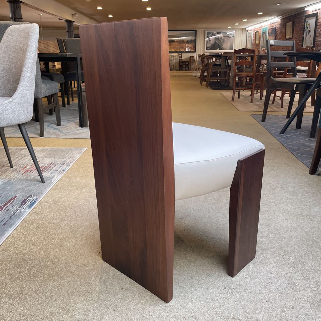 Maiden Home Garrett White Leather & Walnut Dining Chair C DINING CHAIRS
