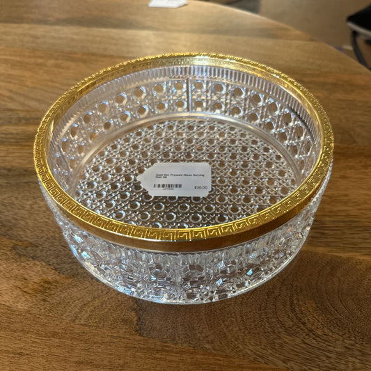 Gold Rim Pressed Glass Serving Dish SMALLS