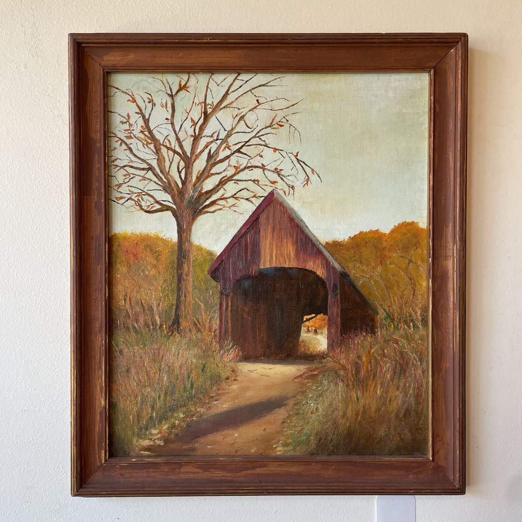 Covered Bridge in Autumn Art