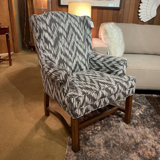 Grey + White Streaked Pattern Arm Chair U ACCENT CHAIRS