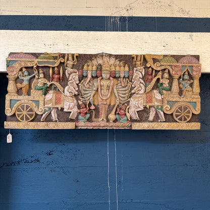Large Hand Carved Relief Of The Mahabharata Geetopadesha UNIQUE FINDS