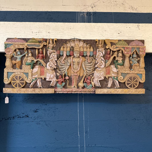 Large Hand Carved Relief Of The Mahabharata Geetopadesha UNIQUE FINDS