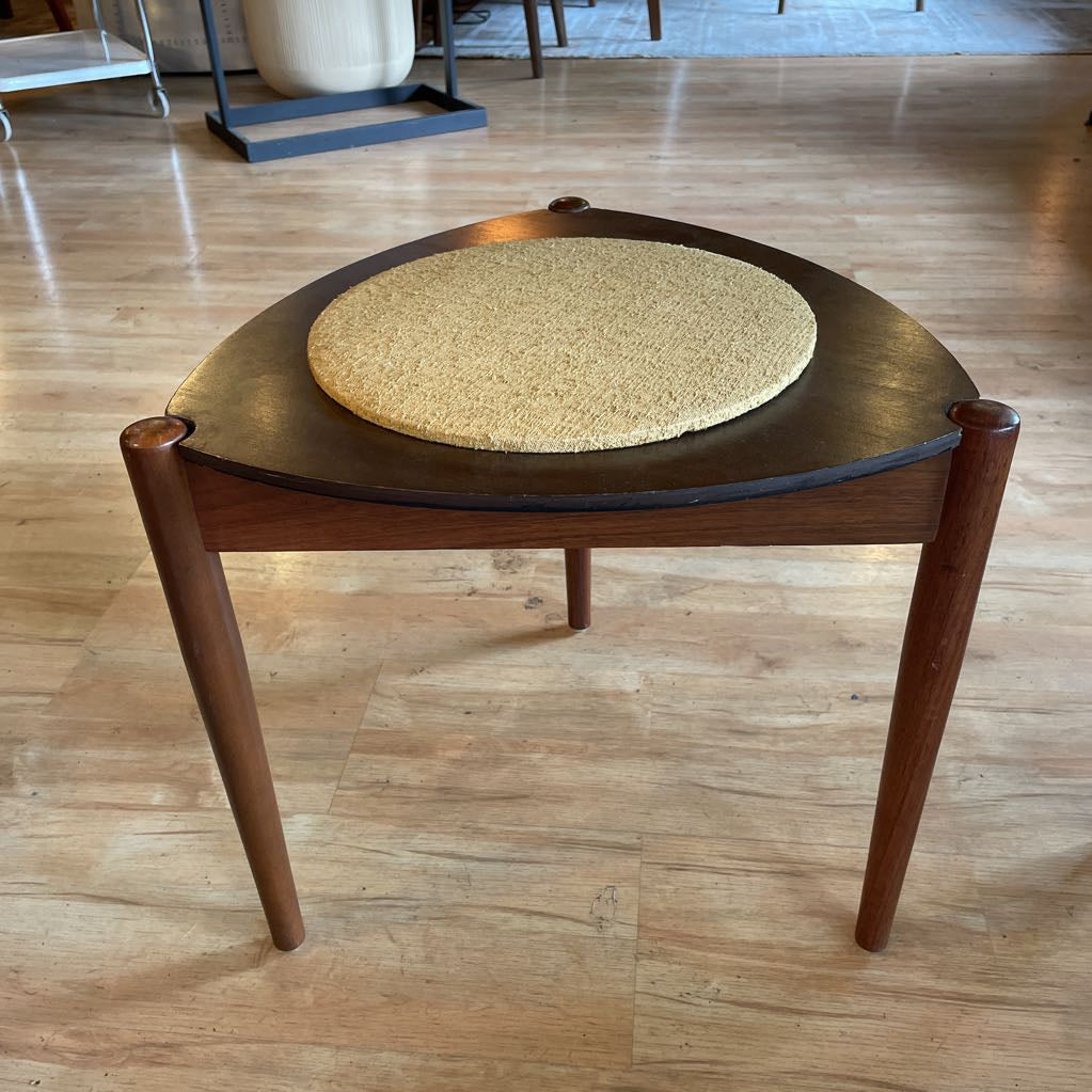 Triangular Nesting Table/Stool with Round Textured Cloth Tops SET/2 UNIQUE FINDS