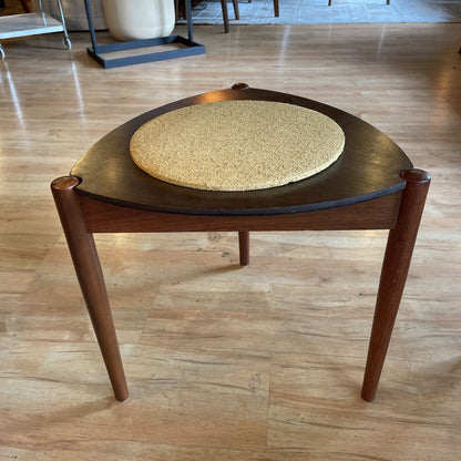 Triangular Nesting Table/Stool with Round Textured Cloth Tops SET/2 UNIQUE FINDS