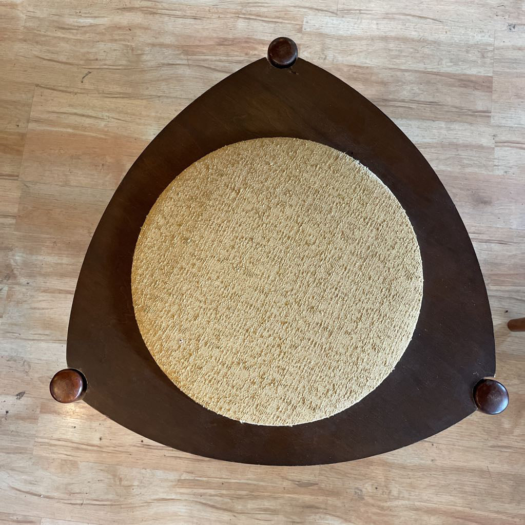 Triangular Nesting Table/Stool with Round Textured Cloth Tops SET/2 UNIQUE FINDS