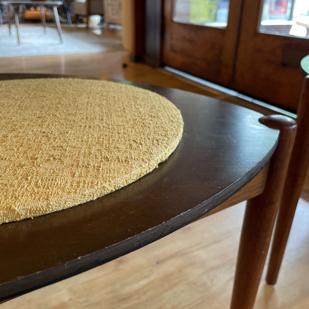 Triangular Nesting Table/Stool with Round Textured Cloth Tops SET/2 UNIQUE FINDS