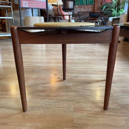 Triangular Nesting Table/Stool with Round Textured Cloth Tops SET/2 UNIQUE FINDS