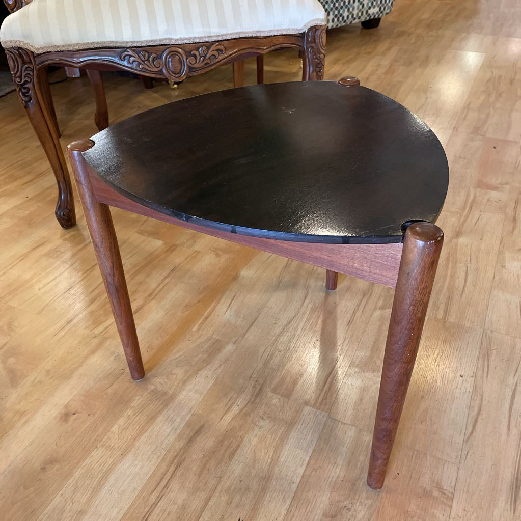 Triangular Nesting Table/Stool with Round Textured Cloth Tops SET/2 UNIQUE FINDS