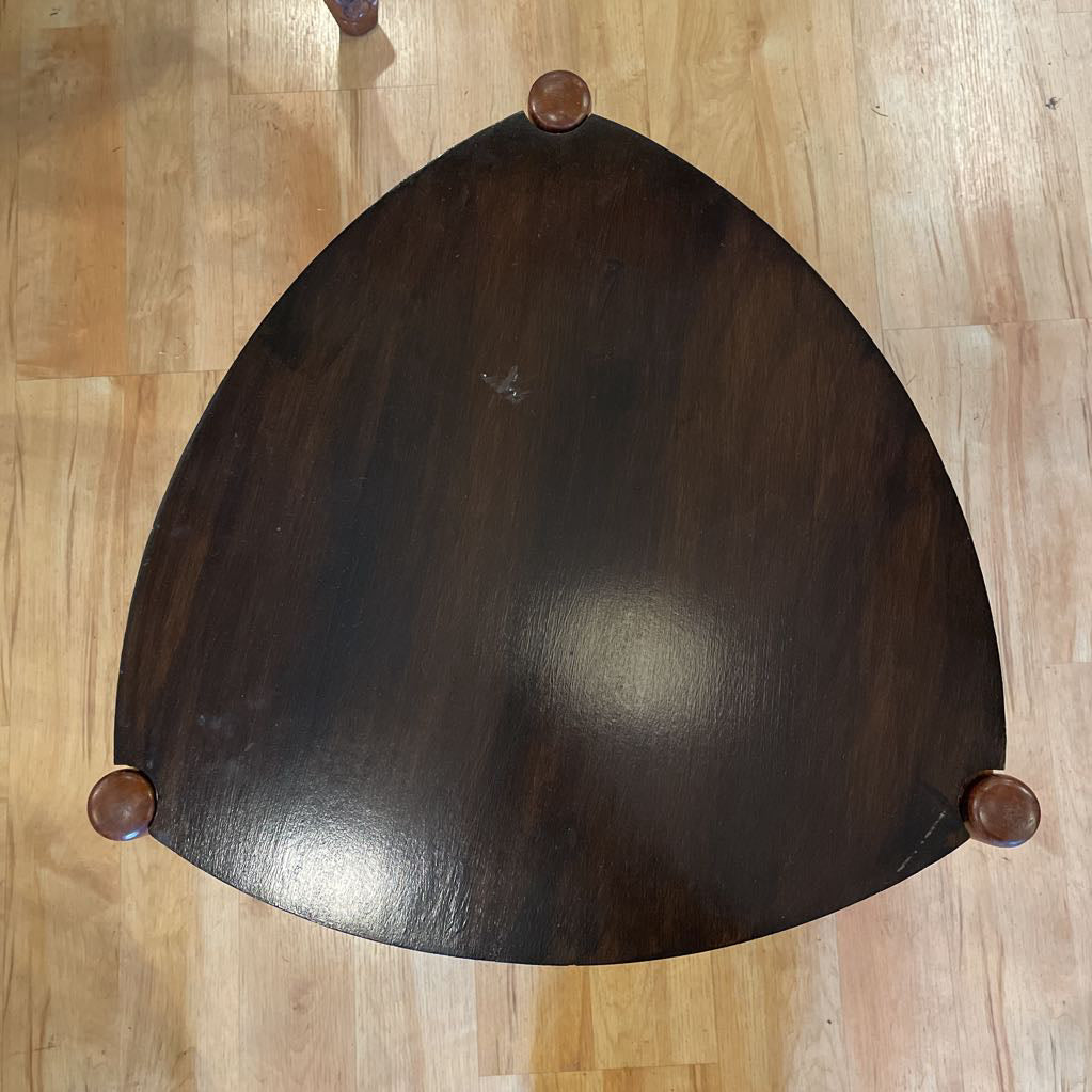Triangular Nesting Table/Stool with Round Textured Cloth Tops SET/2 UNIQUE FINDS