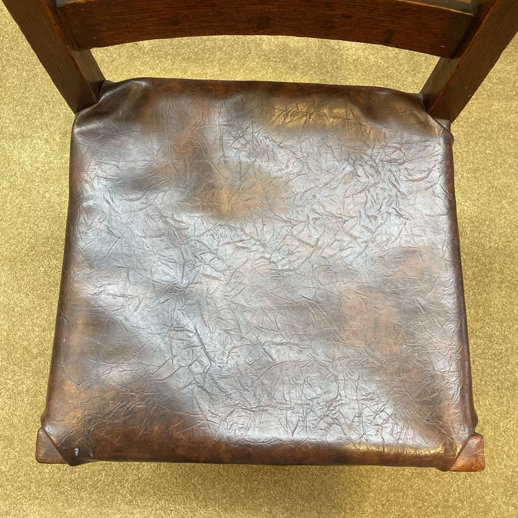 Ladder Back Vintage Leather Seat Chair C DINING CHAIRS