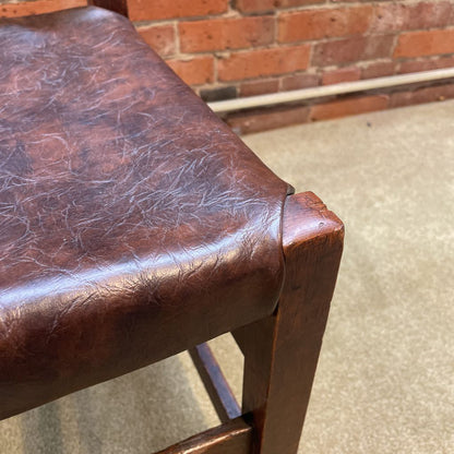 Ladder Back Vintage Leather Seat Chair C DINING CHAIRS