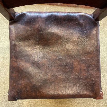 Ladder Back Vintage Leather Seat Chair C DINING CHAIRS