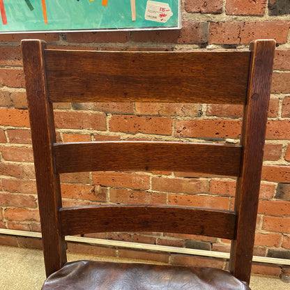 Ladder Back Vintage Leather Seat Chair C DINING CHAIRS