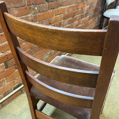 STICKLEY Ladder Back Vintage Chair w/ Velvet Seat C DINING CHAIRS