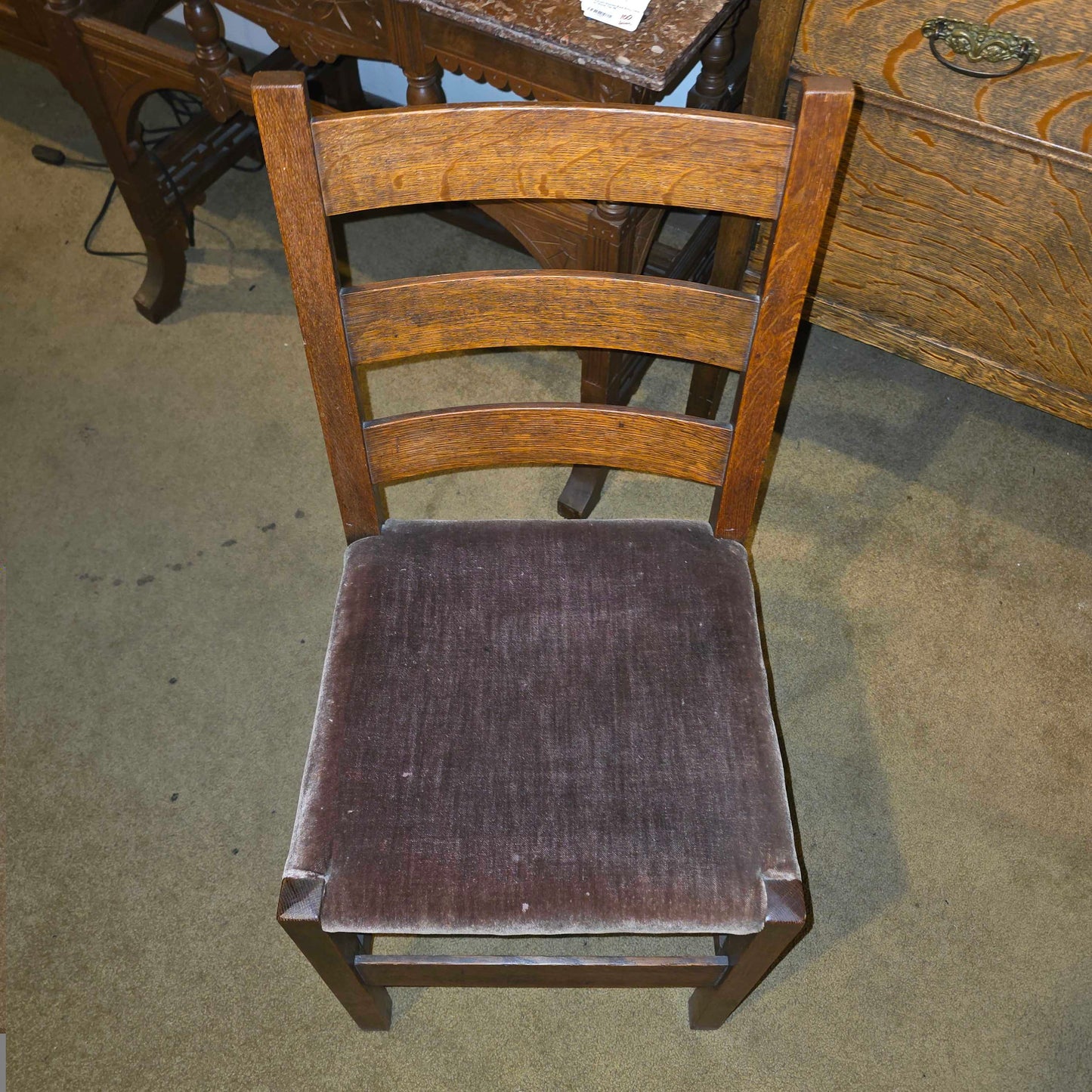 STICKLEY Ladder Back Vintage Chair w/ Mohair Seat