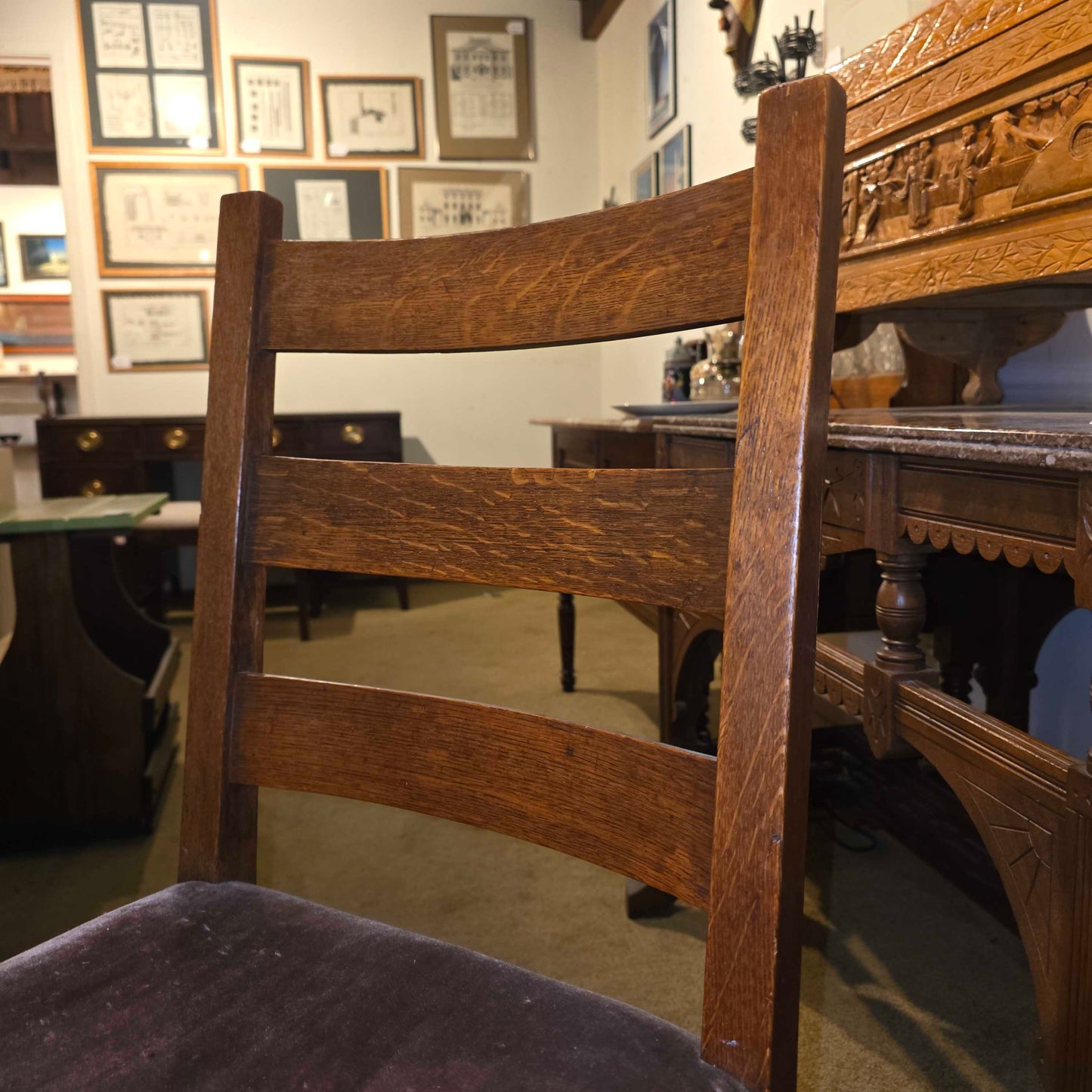 STICKLEY Ladder Back Vintage Chair w/ Mohair Seat