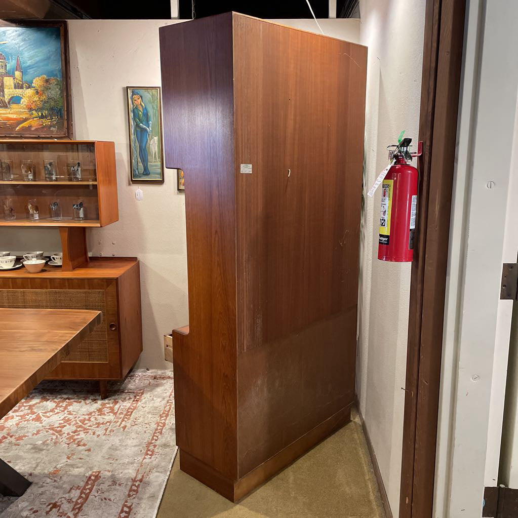 MCM Teak Wall Unit with Smoked Glass Doors & Drop Down Shelf AS IS C BOOKSHELVES