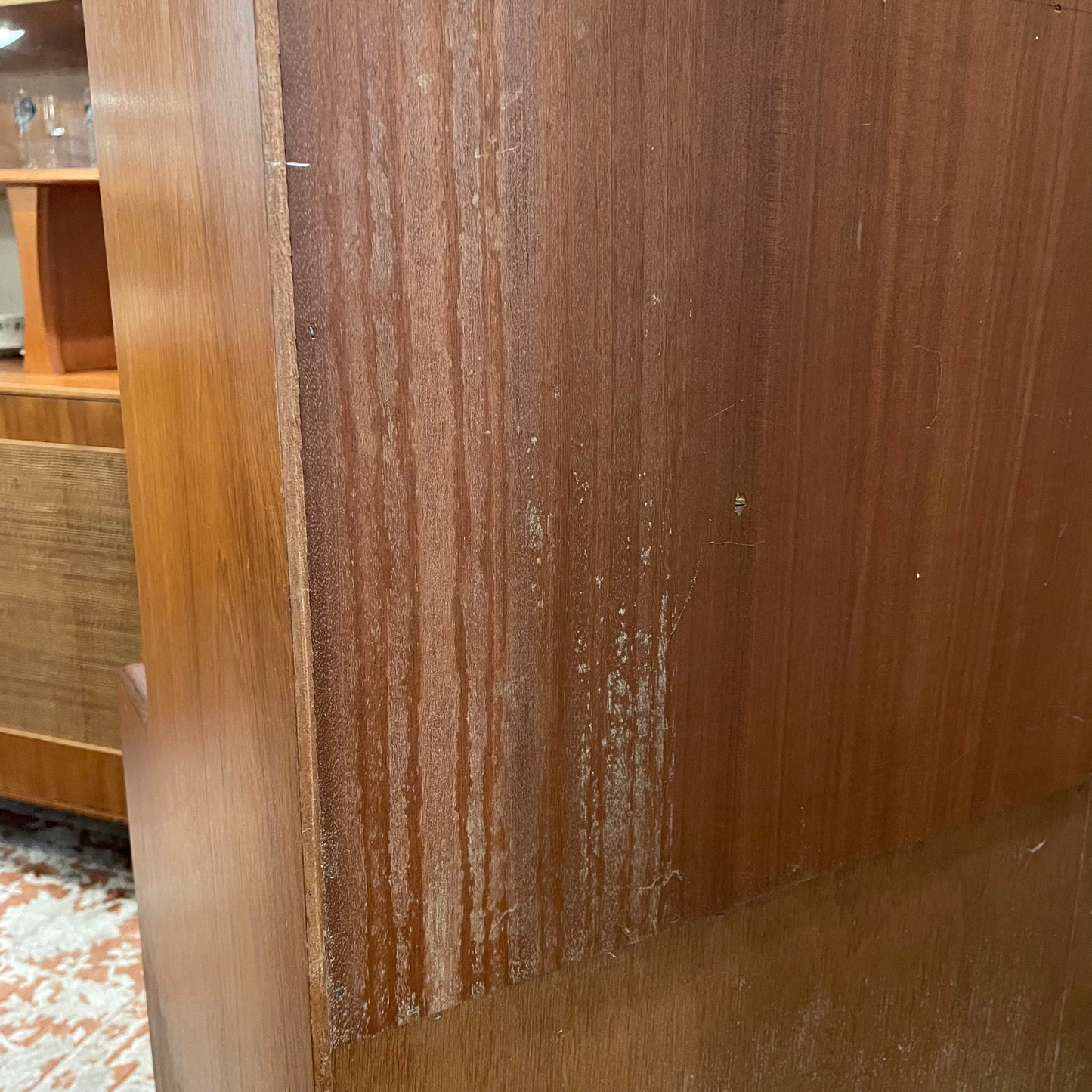 MCM Teak Wall Unit with Smoked Glass Doors & Drop Down Shelf AS IS C BOOKSHELVES