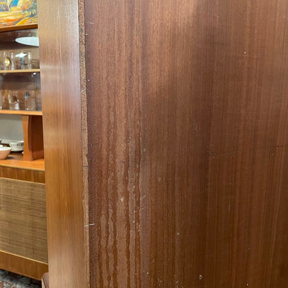 MCM Teak Wall Unit with Smoked Glass Doors & Drop Down Shelf AS IS C BOOKSHELVES