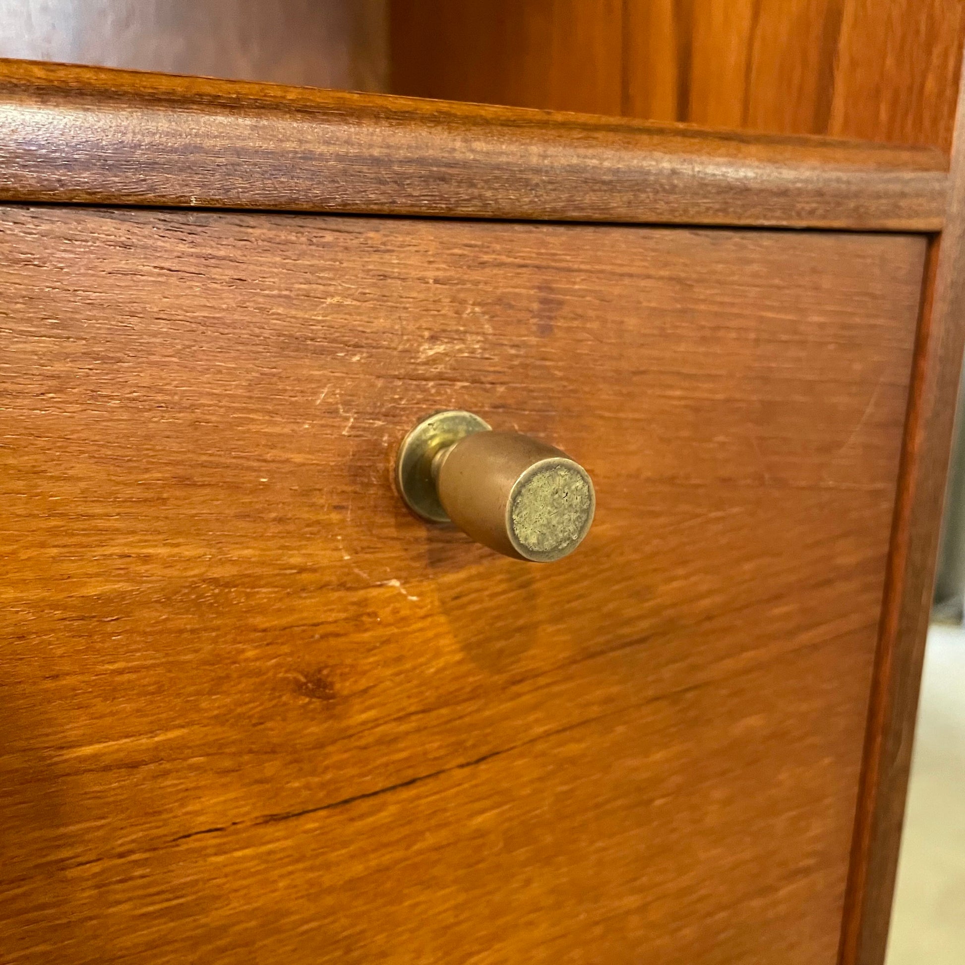 MCM Teak Wall Unit with Smoked Glass Doors & Drop Down Shelf AS IS C BOOKSHELVES