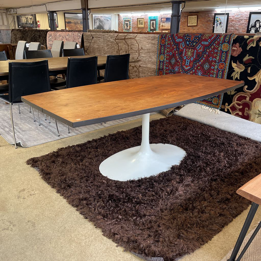 MCM Pedestal Walnut Low Surfboard Dining Table C DINING TABLES